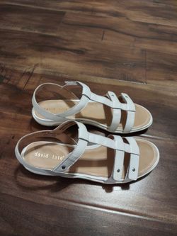 "David Tate" White  Low Wedge Sandals - size 10N