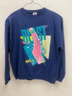 Vintage 90s Lightning Bolt Blue Sweatshirt Size Medium