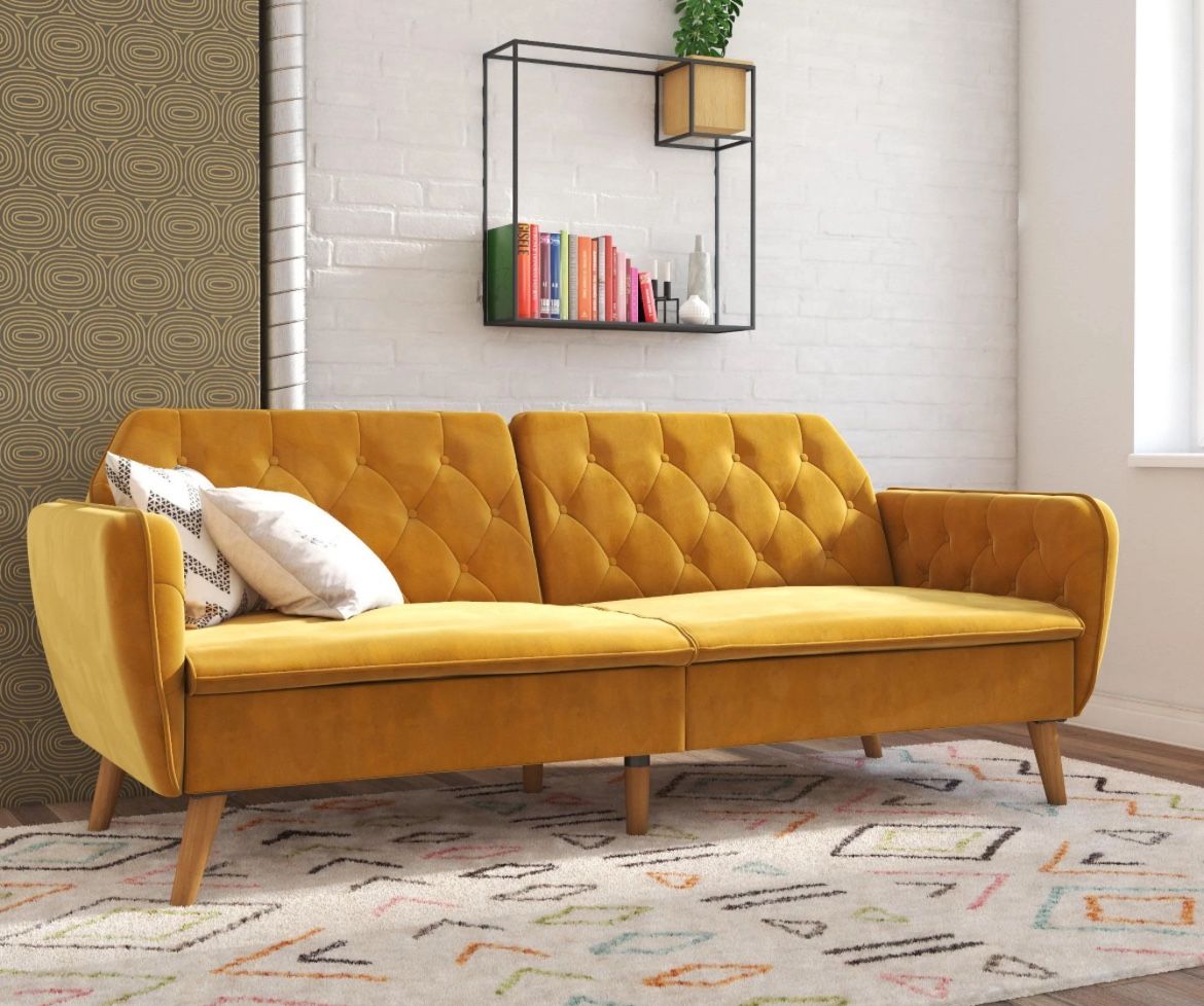 Mustard-yellow Tallulah Memory Foam Futon