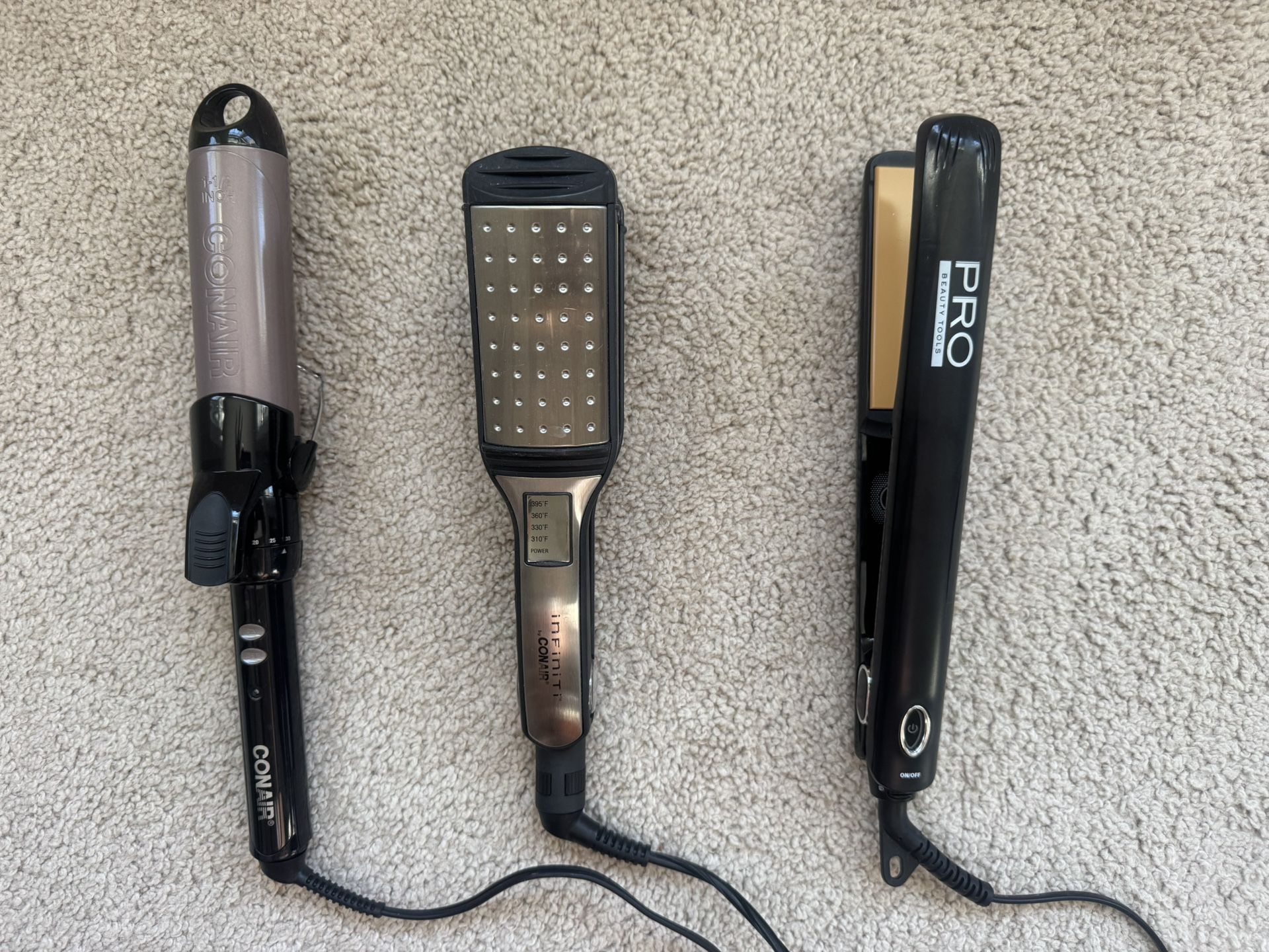 Hair straighteners or 1.5" curling iron