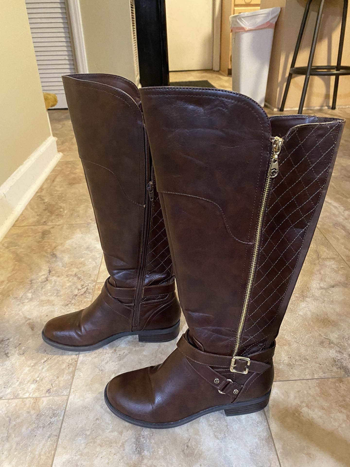 G by Guess Haydin Riding Boot, Size 7.5, Dark Brown.