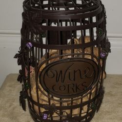 Dark Bronze Wine Cork Barrel with Hinged Lid