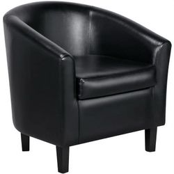 Faux Leather Club Armchairs, PU Leather Accent Chairs with Soft Padded Seat for Living Room Bedroom Waiting Reading Room, Blac