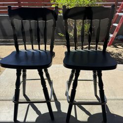 Pair Of Black Bar Stools 