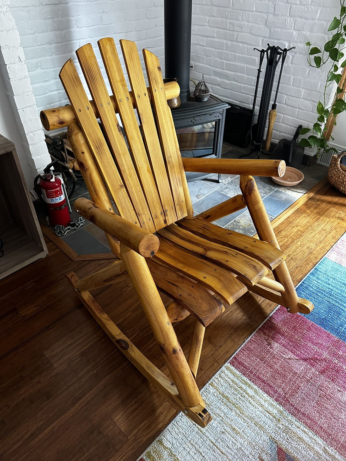 Antique Wood Rocking Log Chair Wooden Rustic Log Rocker