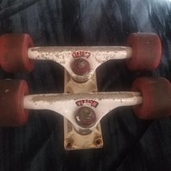 Vintage Tracker six track skateboard trucks powell  street bones wheels