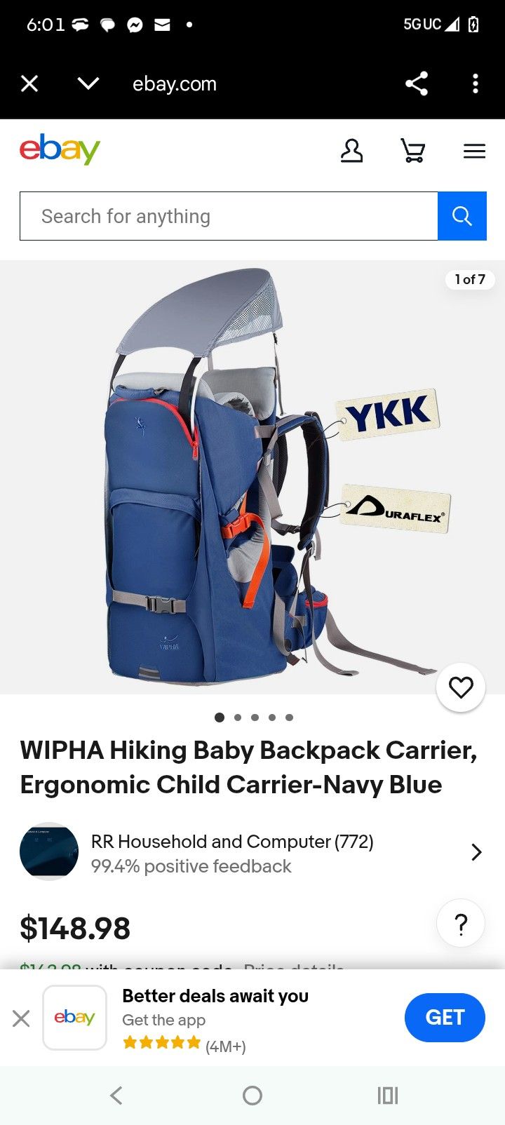 WIPHA Hiking Baby Backpack Carrier