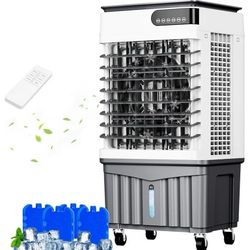 Portable Evaporative Air Cooler, 2200 CFM Swamp Cooler with large 8 Gal Water Tank & 4 Oversized Ice Box, 120° Swing, Upgraded Remote, 12H Timer, 4-in