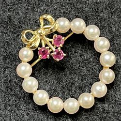 Pearl and Ruby Brooch