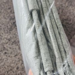 🪟 NEW CUCRAF PREMIUM ROD POCKET CURTAINS – 52” x 96” – $15  Brand new premium curtain panels in a soft neutral gray/green tone with a textured linen-