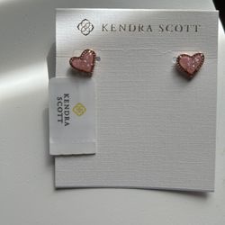 Kendra Scott Pink Heart Drusy Ari Earrings 