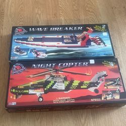Vintage 1998 MEGA BLOKS Night Copter/ Wave Breaker