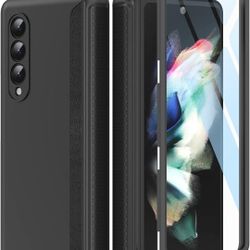samsung galaxy z fold 3 flip phone case, leather protective 5g cover