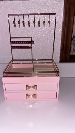 Pink Jewelry Organizer with Drawers