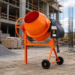5 Cu. Ft Orange Portable Electric Concrete / Cement / Mortar Mixer (650W)  for Construction / Builders [NEW]  <Retails for $500+>   *Assembly Req 