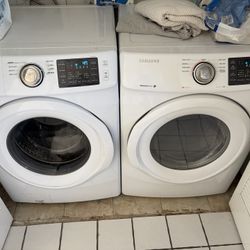 Samsung Washer And Dryer, White, Stackable, Front Load, Gas
