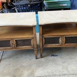 2 Vintage Stone Top End Tables