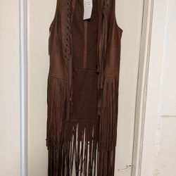 Fringe Vest: Chocolate Brown (Size: Small)