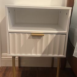 White And Gold Nightstands- Set Of 2