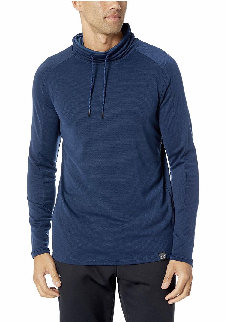 NEW Under Armour Lighter Longer Funnel Neck shirt men 1321779 navy blue New with tags