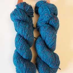 lot of 2) Tahki CHELSEA Tweed Blue Yarn #147 Silk/Wool  100g each 3.5 Oz