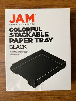 New JAM Paper& Envelope Colorful Stackable Paper Tray Black