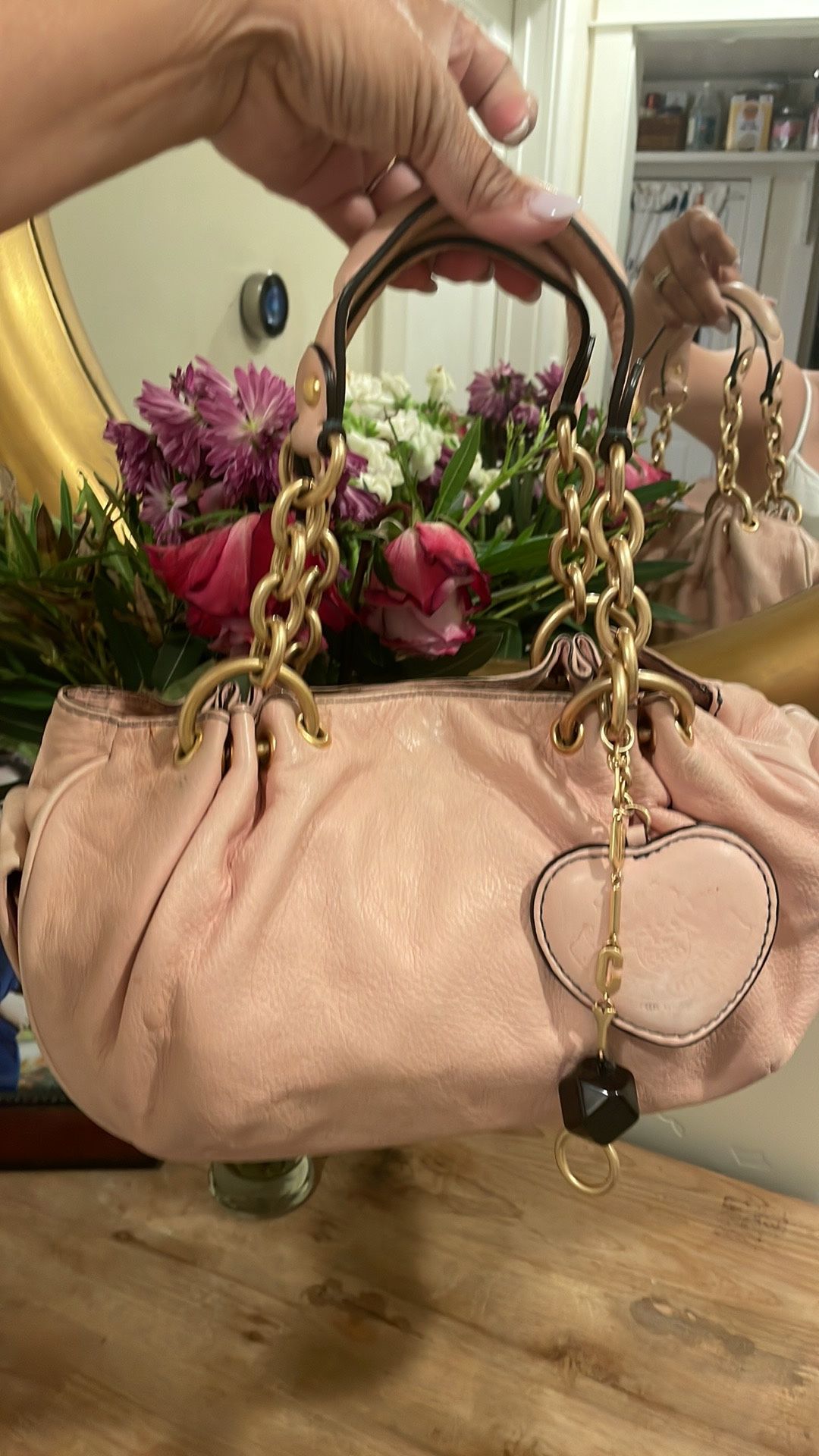 Juicy Couture Pink Leather Y2K Satchel Bag