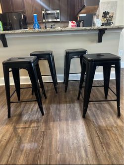 Black Metal Bar Stools (4)