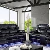 New Power Reclining Couch / Love Seat W LED Lights.  Black Leatherette.  Free Delivery! 