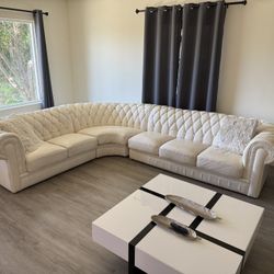 White Leather Sectional Couch