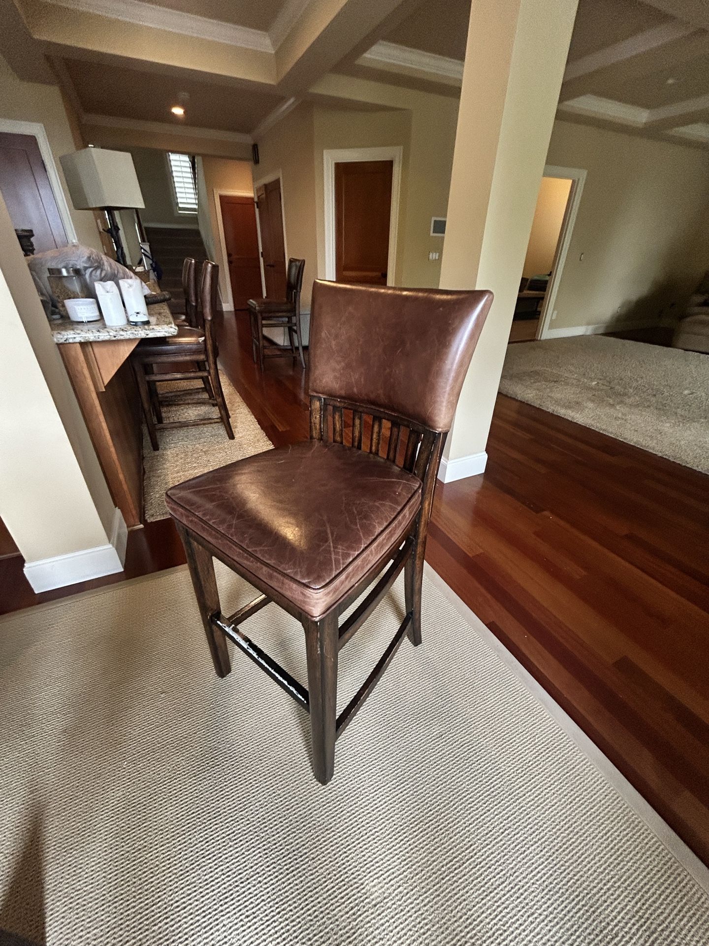 3 Leather Bar Stools 