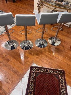 Costway Set of 4 Bar Stools Adjustable Barstool PU Leather Swivel Pub