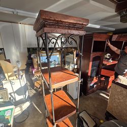 Wrought Iron and wood bakers rack