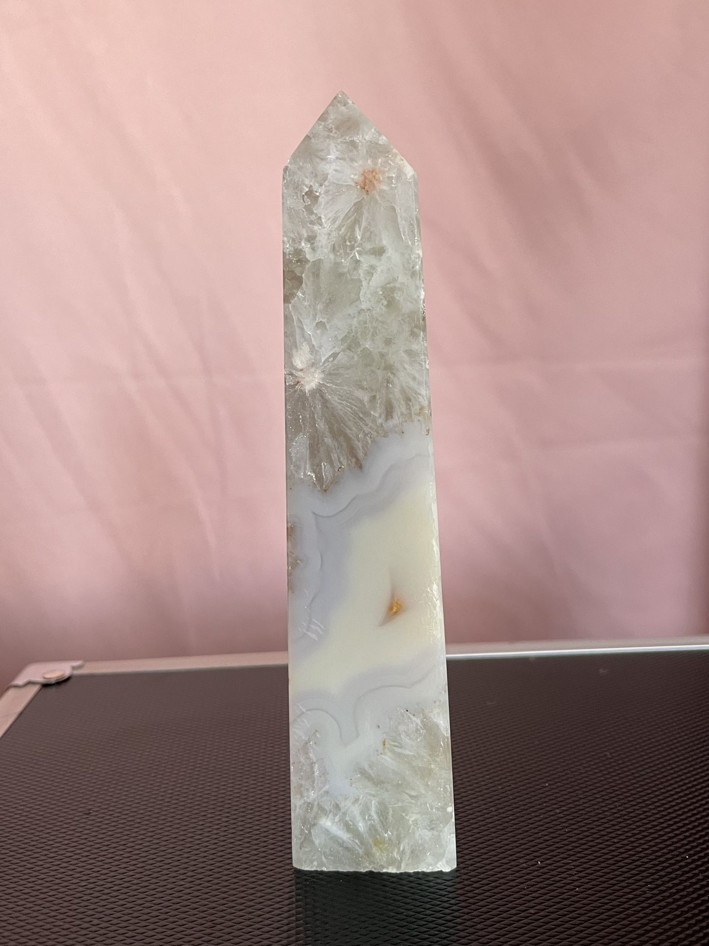 Flower Agate Tower 5 1/2”