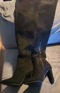 New Black Suede Over-the-Knee Boots