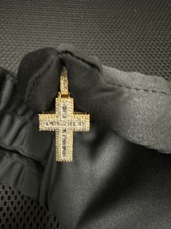 14K Yellow Gold Natural Diamond Cross