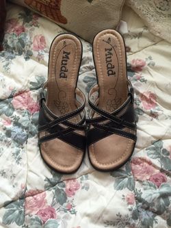 Women's black strap heels