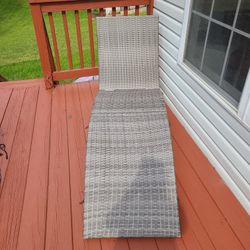 Outdoor Deck Lounge Chair Gray Rattan