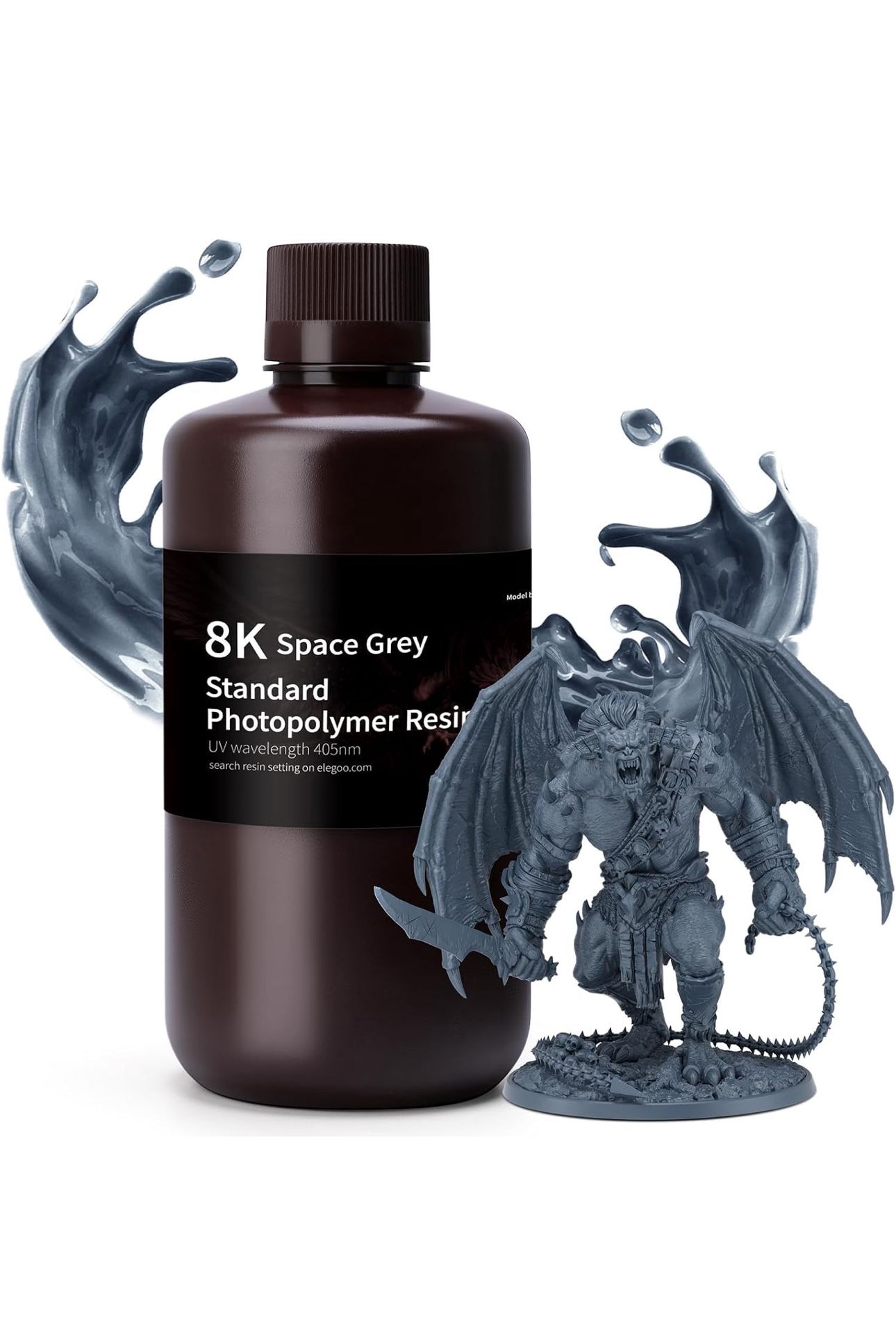 Set of 10 Elegoo 8k Standard Photopolymer Resin Space Grey 1000g