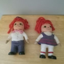 Raggedy Ann and Andy Dolls Vintage 1974