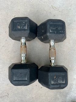 40lb hex rubber dumbbells set weights