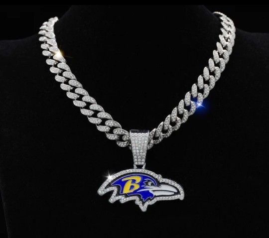 Baltimore Ravens Silver Colored Bling Necklace