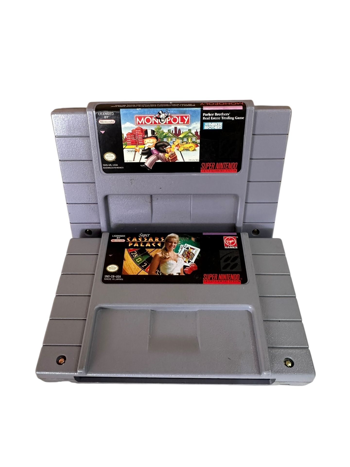 Super Nintendo SNES Game Lot - Monopoly & Super Caesars Palace Video Games