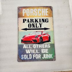 Retro Porsche Parking Only Steel Metal Sign 