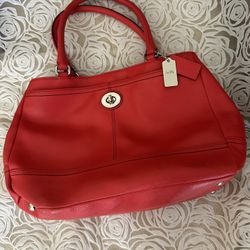 Orange Red Coach Purse
