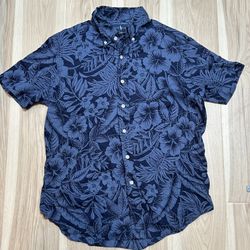 Ralph Lauren Men’s S Short Sleeve Classic Fit Navy Blue Floral Hawaiian Shirt