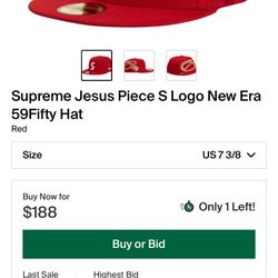 Supreme Jesus Piece S Logo New Era 59Fifty Hat