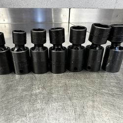 Snap On 7 pc 3/8" Drive 6-Point Metric Shallow Impact Swivel Socket Set