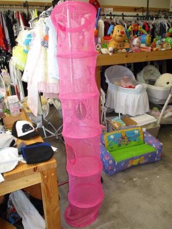 closet organizer shelf hanging toys clothes shoes pink mesh