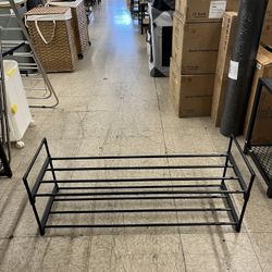 SONGMICS 2 Tier Shoe Rack Organizer Metal Storage - Black